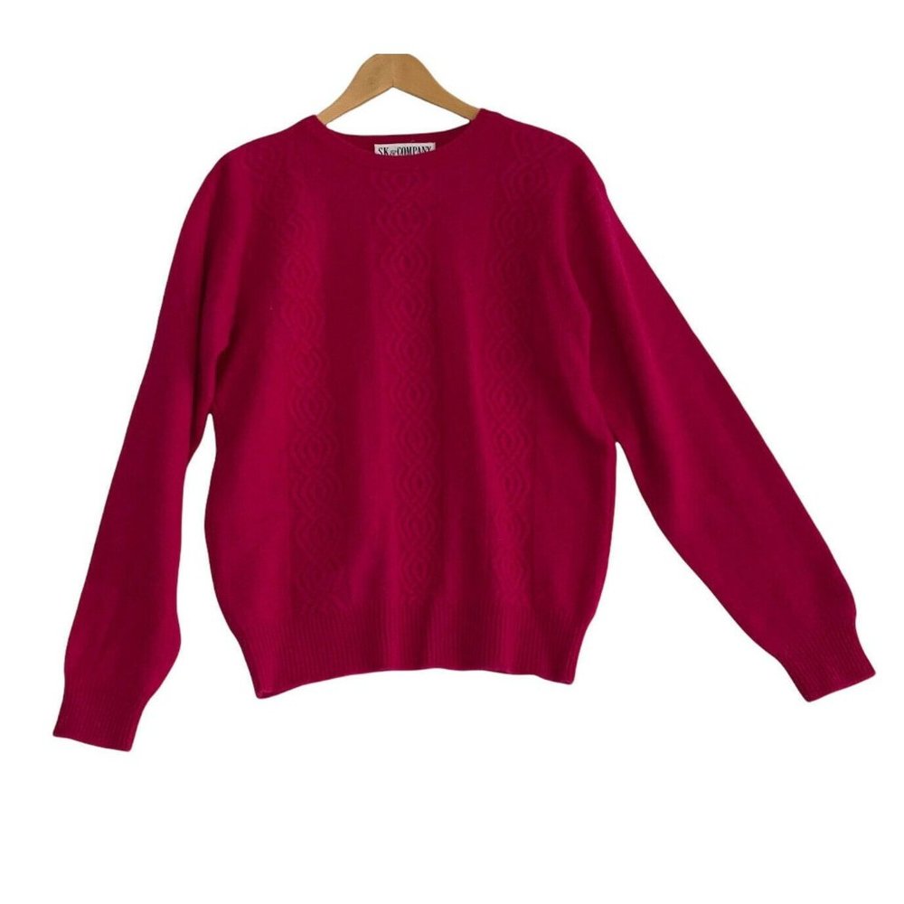 Vintage SK & Company Pink Lambswool & Angora Rabbit Hair Blend Sweater Sz Medium